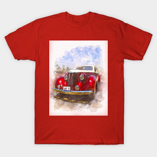 watercolor rendering of retro car T-Shirt by tedsox